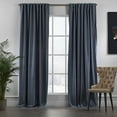 thumbnail image 2 of 3S Brother's Extra Long Room Darkening 120" Length Faux Velvet Sky Blue Curtain Drapes - Hanging Back Tab 5-25 Feet Custom Made ( 1 Panel ) - Made in Turkey (100"Wx120"L), 2 of 6