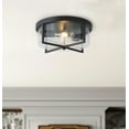 thumbnail image 2 of Aiwen Vintage Home Decorative 2 Lights Glass Shade Flush Mount Ceiling Lamp, 2 of 7