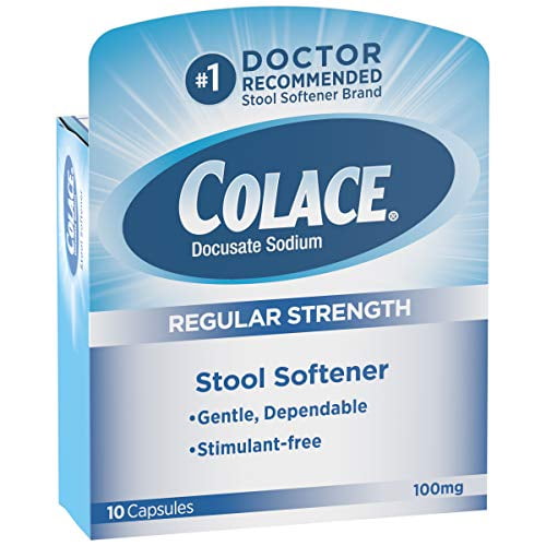 Colace Regular Strength Stool Softener 100 mg Capsules 10 Count