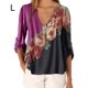 thumbnail image 1 of Blusa Estampado floral Camisa con cuello en V Blusa suelta de manga larga Top de mujer, Rosa roja, L Inevent AP002021-59, 1 of 5