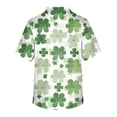 thumbnail image 3 of Men's Printing Short Sleeve V-neck Working Blouse Chest Pocket Carer Top Cyan E XL, 3 of 4