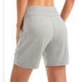 thumbnail image 7 of Landzoo Shorts For Women Solid Color Elastic Waist With Pockets Summer Comfortable Women Shorts Size M Khaki, 7 of 7