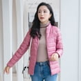 thumbnail image 3 of Chaqueta de plumón ligera de otoño e invierno para mujer, abrigo corto de plumón de pato blanco con cuello alto para mujer, 3 of 3