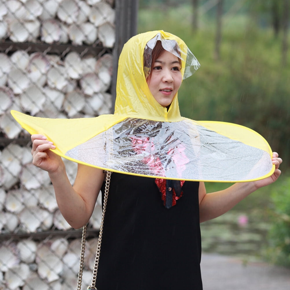 Creative Head Umbrella Ultra Light Cloak Shaped Children Adult Raincoat Transparent Collapsible Rain Gear for Students Children Man Women L Yellow Walmart