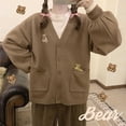 thumbnail image 2 of Cute bear embroidery cardigan women japanese kawaii sweater women new autumn and winter loose v neck knitted jacket women tops, 2 of 6