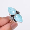 thumbnail image 3 of Natural Larimar / Pactolite - Dominican Republic Gemstone 925 Sterling Silver Ring V9396, Statement Ring, Blue Ring, Pear Ring, Gift For Her, Larimar, 3 of 4