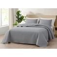 thumbnail image 2 of Chezmoi Collection Randall 3-Piece Soft Cooling Bamboo Fiber Quilt Bedspread Basketweave Quilted Coverlet Set (Queen, Light Gray), 2 of 9