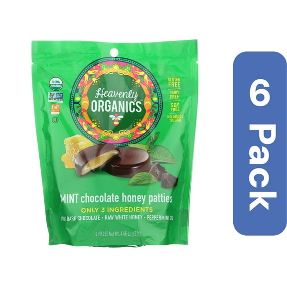 Heavenly Organics Organic Chocolate Mint Honey Patty Bag 4.66 oz (Pack Of 6)