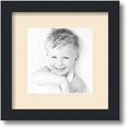 thumbnail image 1 of 7x7 inch  black picture frame with 2 inch single alabaster mat, singlemat-frbw26079-7x7-825, 1 of 2