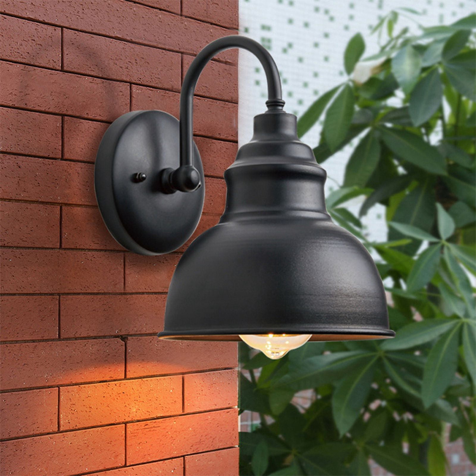 Vintage Wall Sconce Gooseneck Barn Flat Light Industrial Vintage Farmhouse Wall Sconce Outdoor Waterproof (Black)
