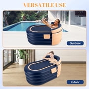 Miumaeov 1.4m/55.11in Portable Inflatable Hot Tub with Electric Air Pump, Outdoor & Indoor Freestanding Foldable Spa Tub, Inflatable Bathtub