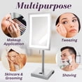 thumbnail image 5 of Jerdon Lighted Makeup Mirror with 5X Magnification - Rectangular Tabletop Vanity Mirror with Bright LED Lighting, Nickel Finish, 6.5" x 9" - Model JRT910NL, 5 of 8