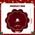 thumbnail image 2 of Lomyolo 48Inch Christmas Tree Skirt - Luxury Velvet with Sparkling Gold Lace Trim, Scalloped Edge Xmas Tree Skirt for Merry Christmas Party Gift Holiday Home Decor-Red, 2 of 7
