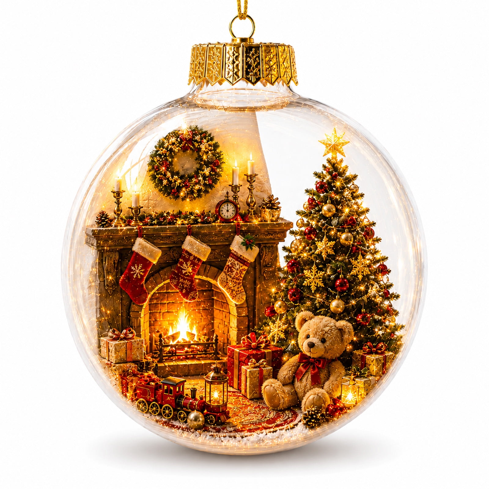 Lighted Christmas Ornament 3D Miniature Scene Clear Globe Hanging Decoration 3.54 Glowing Christmas Story Ornament for Christmas Tree Decor #07