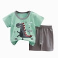 thumbnail image 3 of 2 Pack Toddler Baby Boy Clothes 3 6 12 18 24 Months 2-6T Summer Outfit Funny Cartoon T-Shirts Top Shorts Set, 3 of 6
