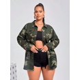 thumbnail image 3 of Womens Green Camo Print Denim Jacket With Flap Pocket, 3 of 5