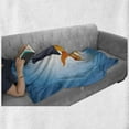 thumbnail image 6 of Shark Soft Flannel Fleece Blanket, Little Goldfish Wearing a Shark Fin to Scare Predators Success Concept, Cozy Plush for Indoor and Outdoor Use, 60" x 80", Violet Blue Grey Orange, by Ambesonne, 6 of 6