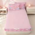 thumbnail image 4 of Erosebridal Cartoon Kawaii Bow Zipper Queen Comforter Set with Fitted Sheet and 2 Pillowcases for Girls, Flower Strawberry Zipper Bedding Set, Pink Reversible, 4 of 7