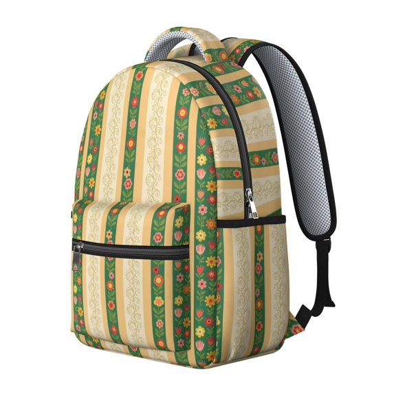 Pioneer Flower Floral Print Pattern Backpack for School, Cute School Bag with Adjustable Shoulder Straps and Padded Back, 15.3"x11"x7.1"