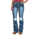 thumbnail image 1 of Jeans Flamingals Bootcut para mujer, talle bajo, rasgado, S, azul oscuro, 1 of 5