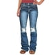thumbnail image 1 of Jeans Flamingals Bootcut para mujer, talle bajo, rasgado, S, azul oscuro, 1 of 5