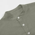 thumbnail image 4 of Men's Cotton Linen Henley Shirts 3/4 Sleeve Casual Shirt Spring Beach Hippie T-Shirt Band Collar Yoga Hippie Tops, 4 of 4