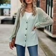 thumbnail image 2 of Lindreshi Winter Coats for Women 2023 Trendy Women鈥檚 and Winter Sleeve Solid Color Loose Button Lace Patchwork Cardigan Top, 2 of 5