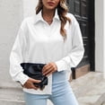 thumbnail image 3 of T-Shirts à Manches Longues pour Femmes Mode Décontractée Unie Col Rabattu Cardigan T-Shirt Ample Blouse Boutons Hauts T-Shirts Longs pour Femmes T-Shirts pour Femmes Mode, 3 of 4