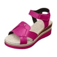 thumbnail image 5 of Rokment Platform Wedge Sandals for Women Boho Beach Vintage Casual Leather Linen Sole Espadrilles Chunky High Heel Dress Summer Shoes Hot Pink Size 6, 5 of 7