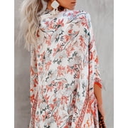 Swimsuit Coverup for Women Kimino Cardigan Floral Print Beach Coverup High Side Split Bathing Suit Cover Ups Alsol Lamesa