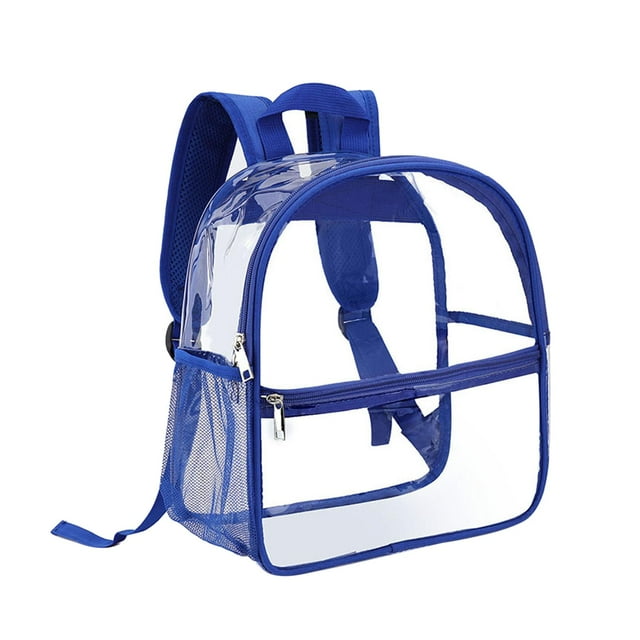 TISHITA Transparent Backpack PVC Daypack Clear Mini Backpack for Blue Pockets