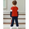 thumbnail image 5 of Arshiner Boys 2Pcs Color Block Sweatshirt & Casual Pants Fall Winter Outfits Set, 5 of 6