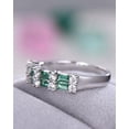 thumbnail image 5 of HeartsAndYou Baguette Cut Natural Green Emerald Moissanite Two Row Band 14k SOLID White Gold, 5 of 6