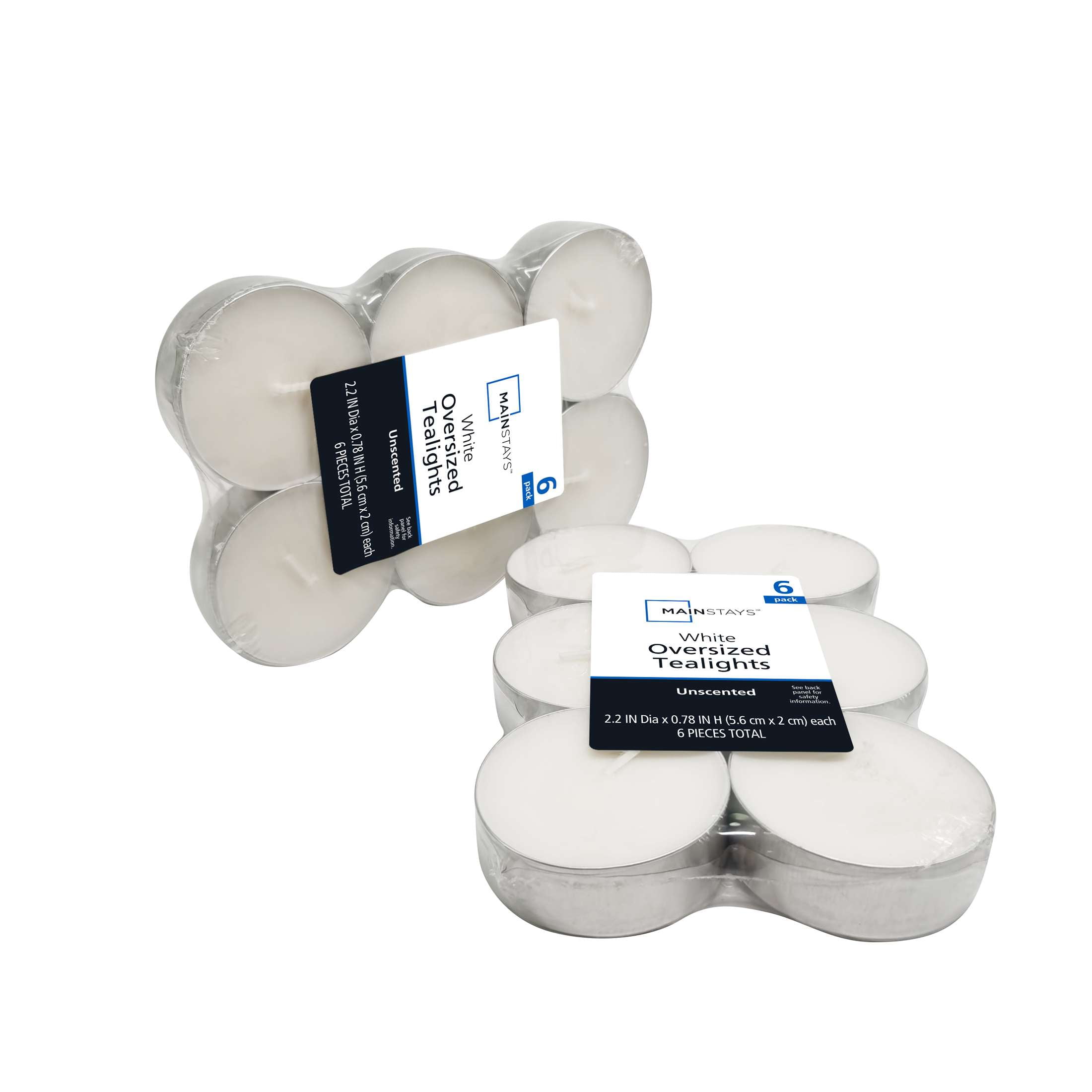 (4 pack) Mainstays White Unscented Indoor/Outdoor Oversized Tealight Candles,6 Count