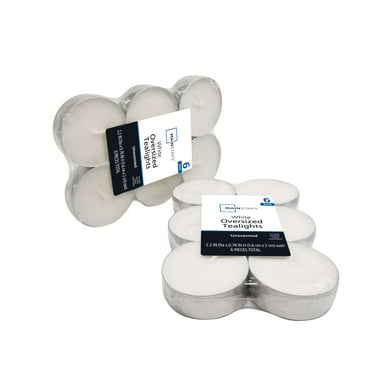 Mainstays White Unscented Indoor/Outdoor Oversized Tealight Candles,6 Count