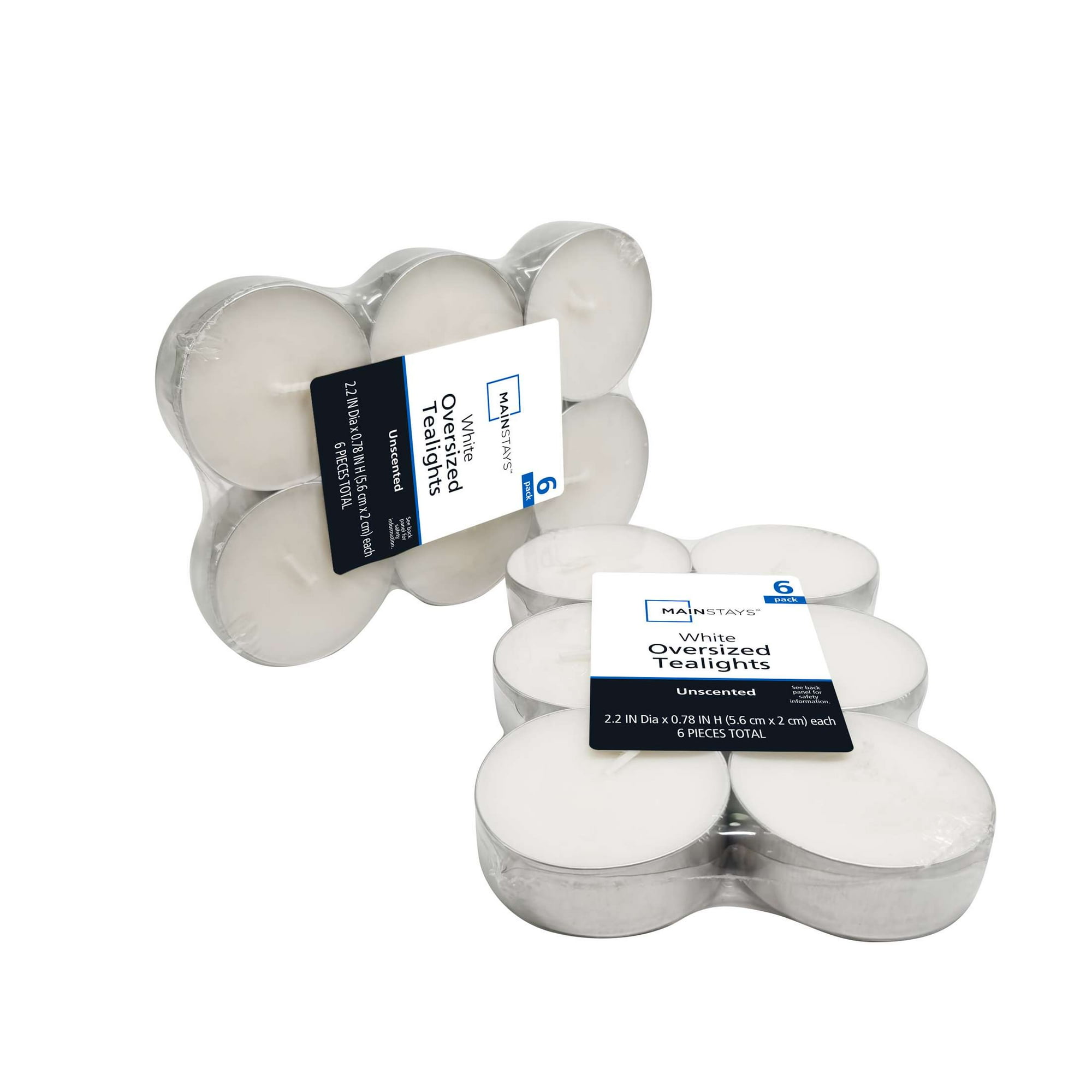 Mainstays White Unscented Indoor/Outdoor Oversized Tealight Candles,6 Count
