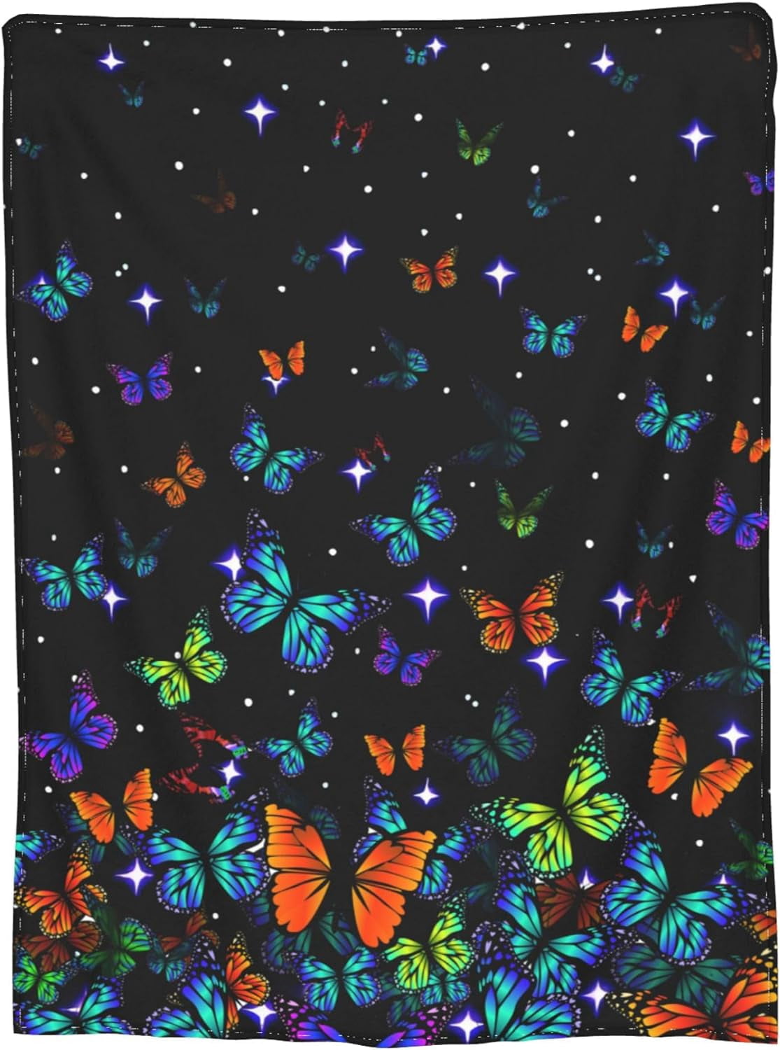 Cute Butterfly Blanket Gifts for Women Girls Beautiful Butterflies Black Flannel Throw Blankets Super Soft Cozy Couch Bed Living Room Travel Christmas Valentine''s Birthday Decor 40"x 50"