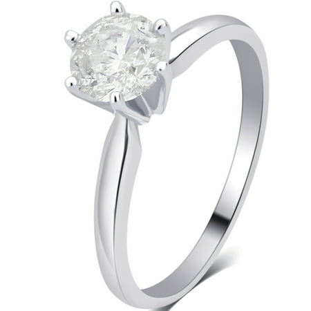 3/4 Carat T.W. Round Diamond 14K White Gold Solitaire Engagement Ring