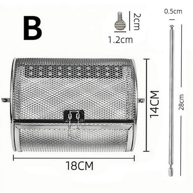 Parrilla giratoria de acero inoxidable para alitas de pollo, automática, 360 grados, para barbacoa, kit de cestas para asar al aire libre, regalo, jaula para asar verduras.