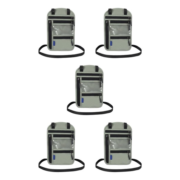 Kearding Cartera para pasaporte con correas cruzadas, porta llaves, bolsa, organizador de documentos de viaje, vacaciones familiares, regalos Gris 5Conjunto