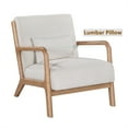 thumbnail image 4 of Aukfa Corduroy Mid Century Modern Accent Chair w/ Wood Frame&Pillow for Living Room, Beige, 4 of 10