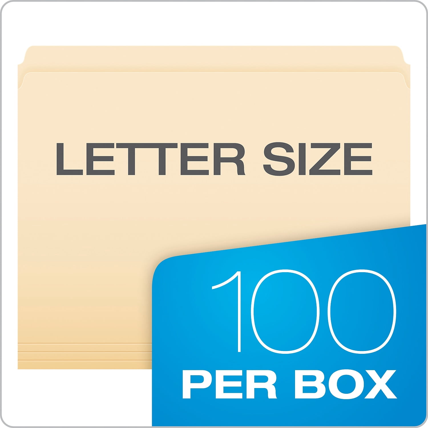 Reinforced Top File Folders, Straight Tab, Letter Size, Manila, 100/box