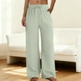 thumbnail image 2 of KDDYLITQ Trousers for Women Wide Leg Drawstring Pants Cotton Linen Elastic High Waisted Summer Loungewear Lounge Work Joggers with Pockets Mint Green XL, 2 of 5