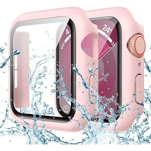 XiHAMA Waterproof Screen Protector Case Compatible with Apple Watch Series 6/5/4/SE 44mm, Hard Bumper with Tempered Glass for Watch Cover