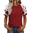 thumbnail image 3 of Lenago Womens Shirts Summer Tops Print Block Short Sleeve Shirts Spring Fashion Clothes Vacation Outfits, 3 of 9