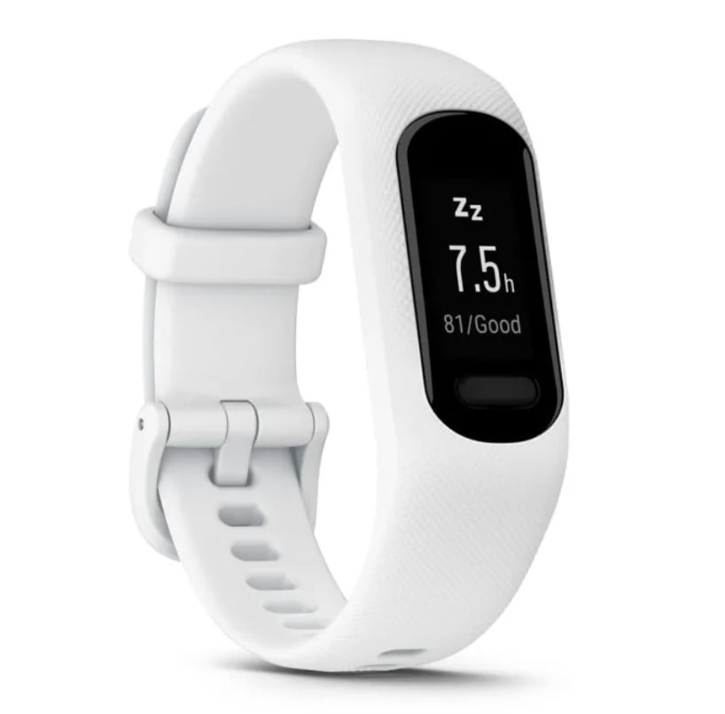 Garmin vívosmart 5, Fitness Tracker, Long-Lasting Battery, Simple Design, White Bundle With USB Wall Charger + More