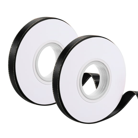 Uxcell Satin Ribbon with Gold Edge, 3/8 Inch x 50 Yards Double Face Satin Ribbon, Black