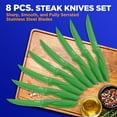 thumbnail image 6 of 8 Piece Kitchen Knife Set - Multi-purpose Unbreakable Ergonomic Non-stick Stainless Steel Kitchen Steak Knives Set with Fully Serrated Blades - Great for BBQ Grill - NutriChef NCSK8GE (Green), 6 of 7