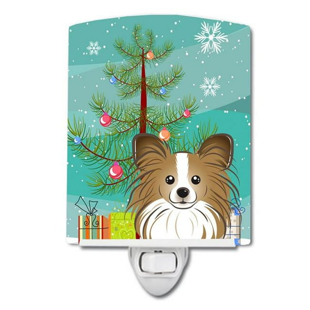 Carolines Treasures BB1620CNL Christmas Tree & Papillon Ceramic Night Light
