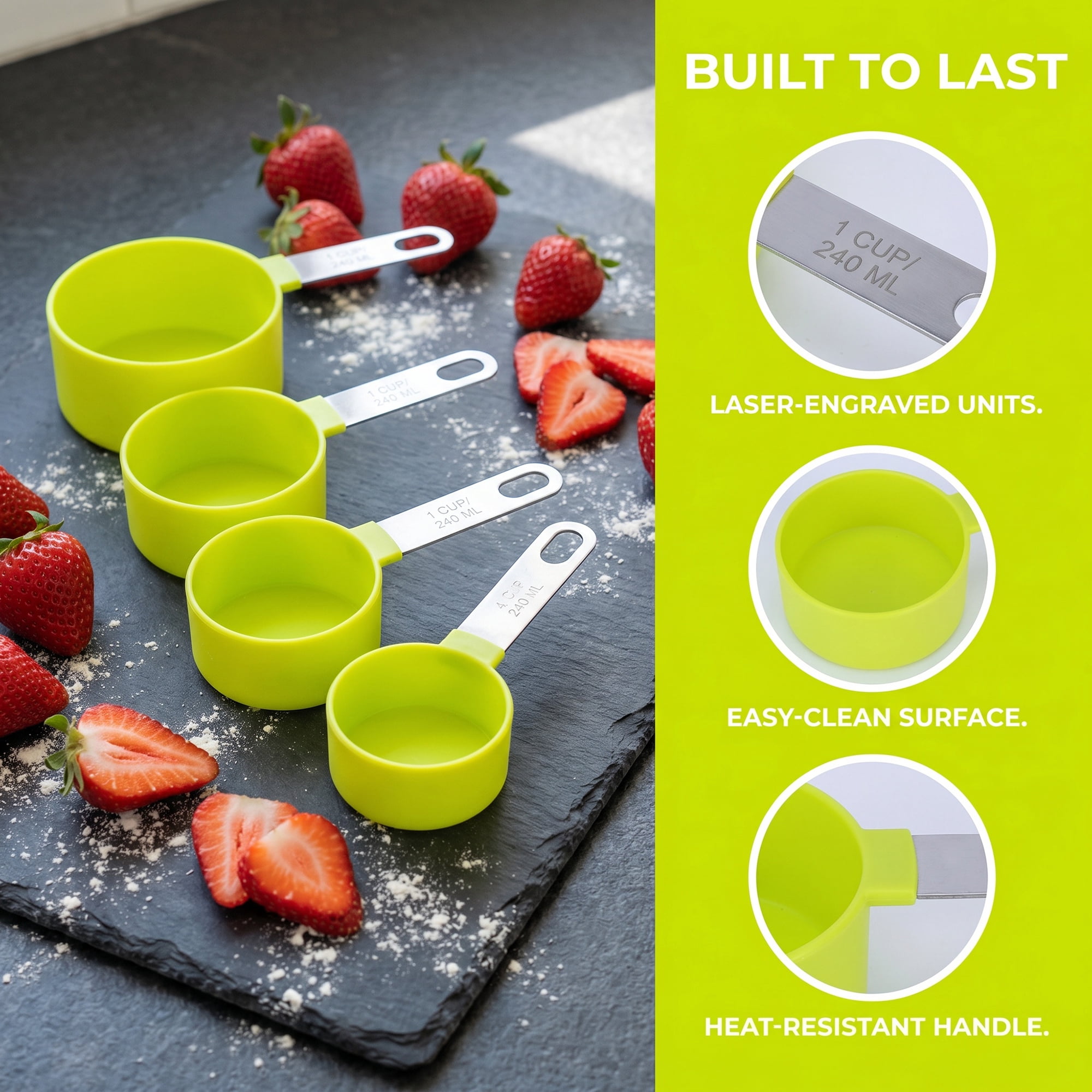 Unique Bargains Affordable Plastic Measuring Spoons Set for Kitchens or RVs Green 4Pcs